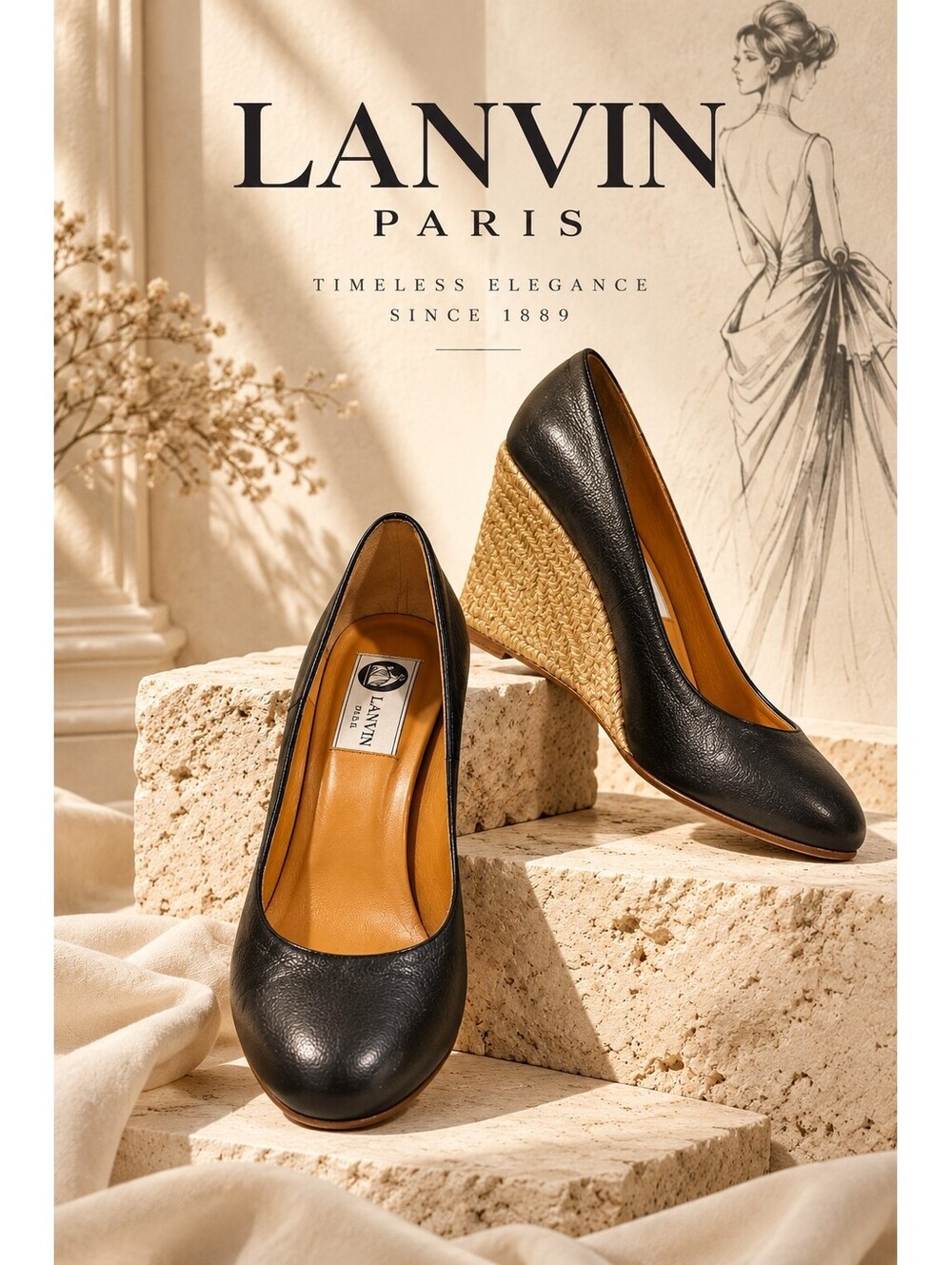 Vintage Lanvin Espadrille Wedge Pumps